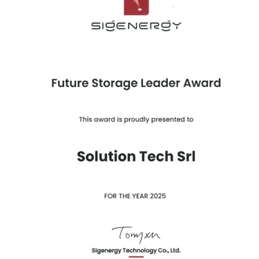 Solution Tech premiata da Sigenergy come “Future Storage Leader 2025”